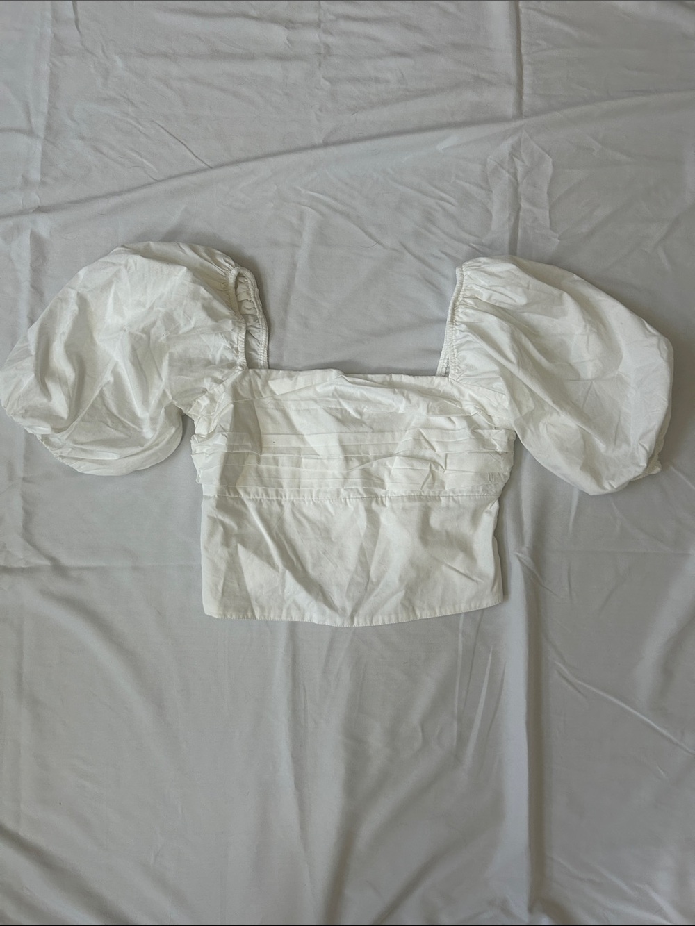 Abercrombie & Fitch Ruched Bodice Puff Sleeve Crop Top